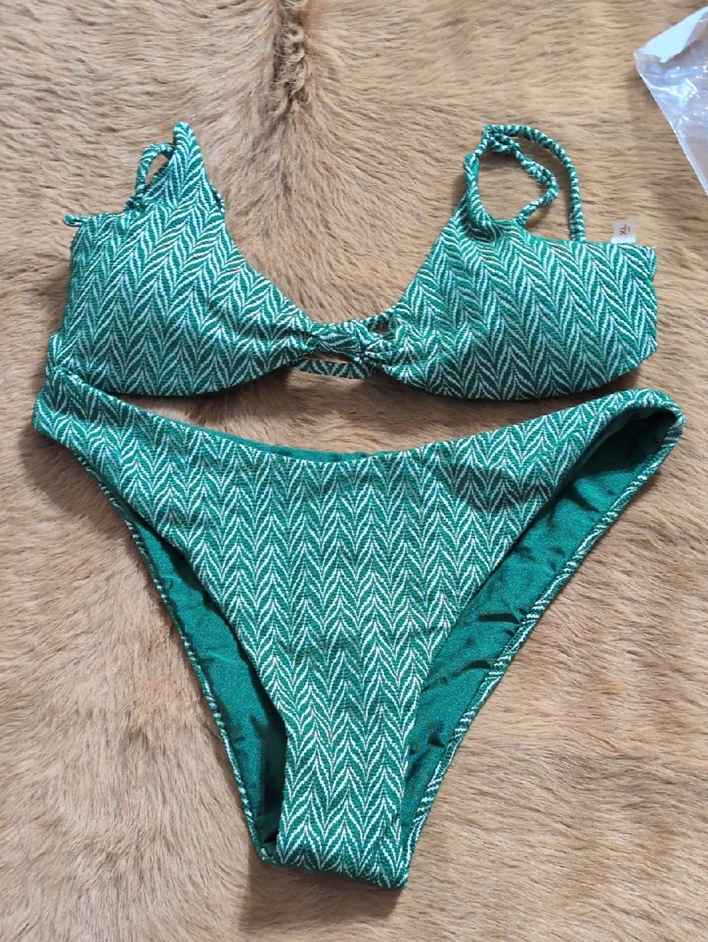 Berlook Green Textured Women's Bikini Set